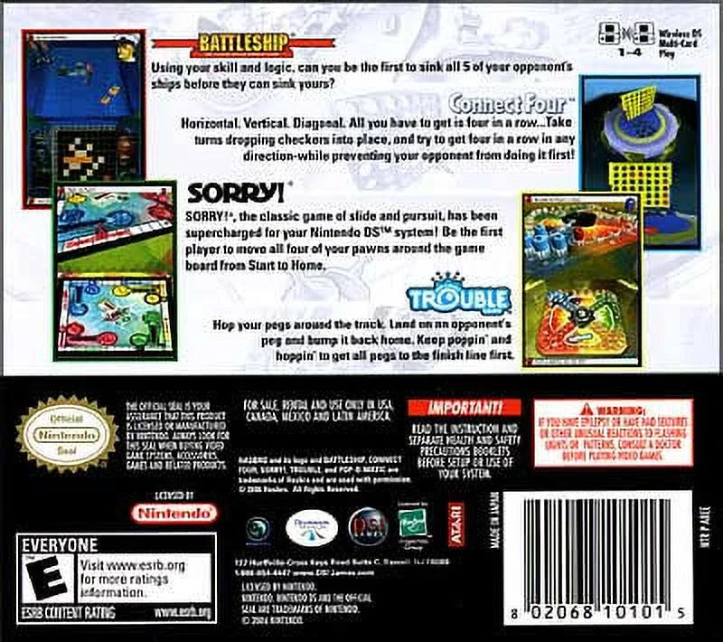 Battleship/ Trouble/ Connect 4/ Sizeorry! - Nintendo DSize