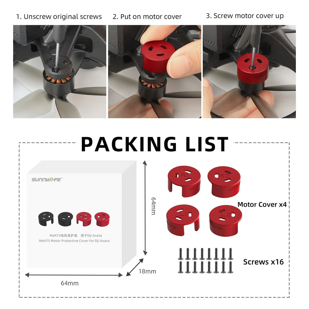4Pcs Aluminum Motor Cover Protective Accessories for DJI Avata Drone Protection