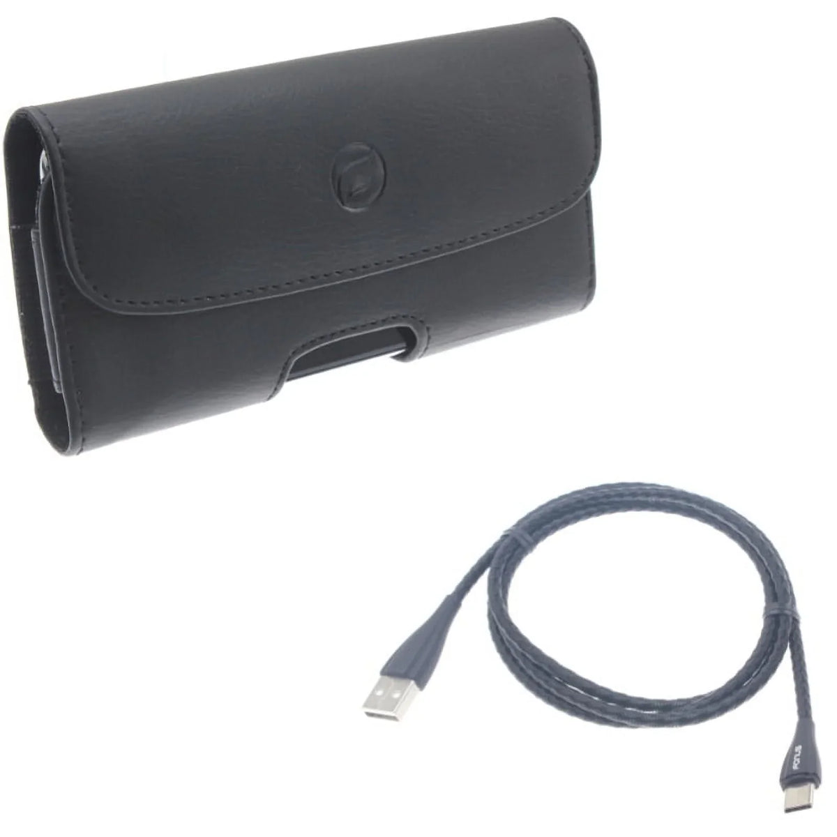 Black Horizontal Leather Case Sizeide Cover w Metal Braided Type-C USizeB Cable Charger Power Cord 3ft Long USizeB-C Wire W2M for Razer Phone 2 - Sizeamsung Galaxy Size9 Plus Size10 Plus A50 - Sizeony Xperia XZ3