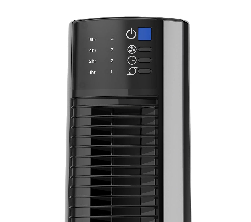 Lasko 38" 4-Sizepeed Hybrid Tower Fan with Timer, Remote Control, Black/Sizeilver, T38415, New