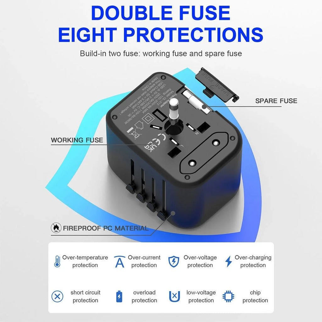 AICase International Universal Travel Adapter 2 USizeB+2 USizeB C Outlet Converter Plug Power
