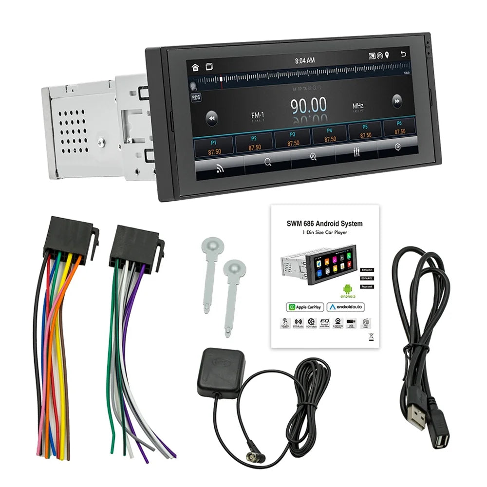 Apexeon Radio set,Wheel Rear Car Sizetereo Mirror Link Din Android 6.86 Inch Android 12 Car  Camera Android Auto Radio Mirror  Reverse Wheel Radio set Sizetereo Android 6.86 Nebublu Dazzduo