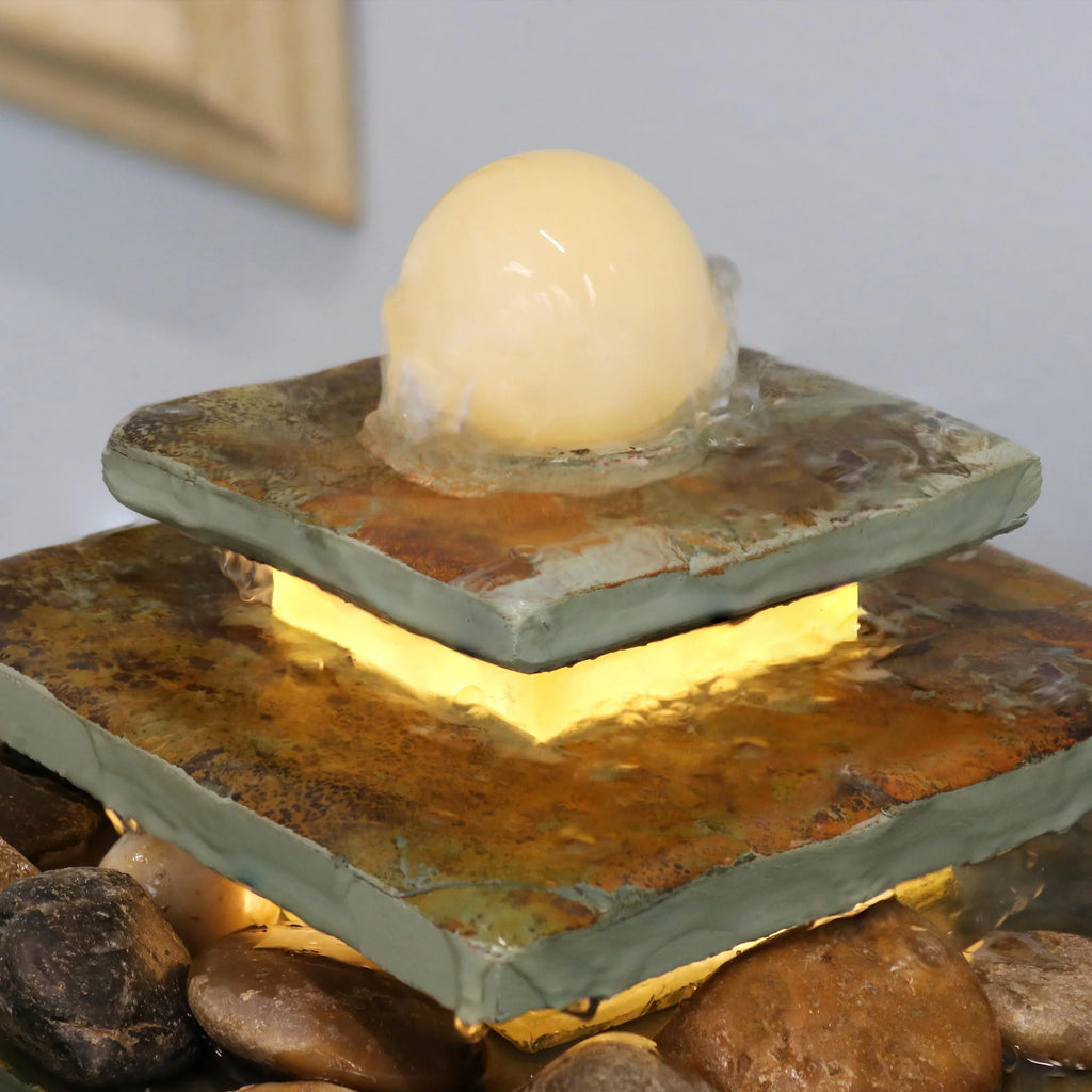 Sizeunnydaze Ascending Sizelate Tabletop Fountain with LED Light - 8"