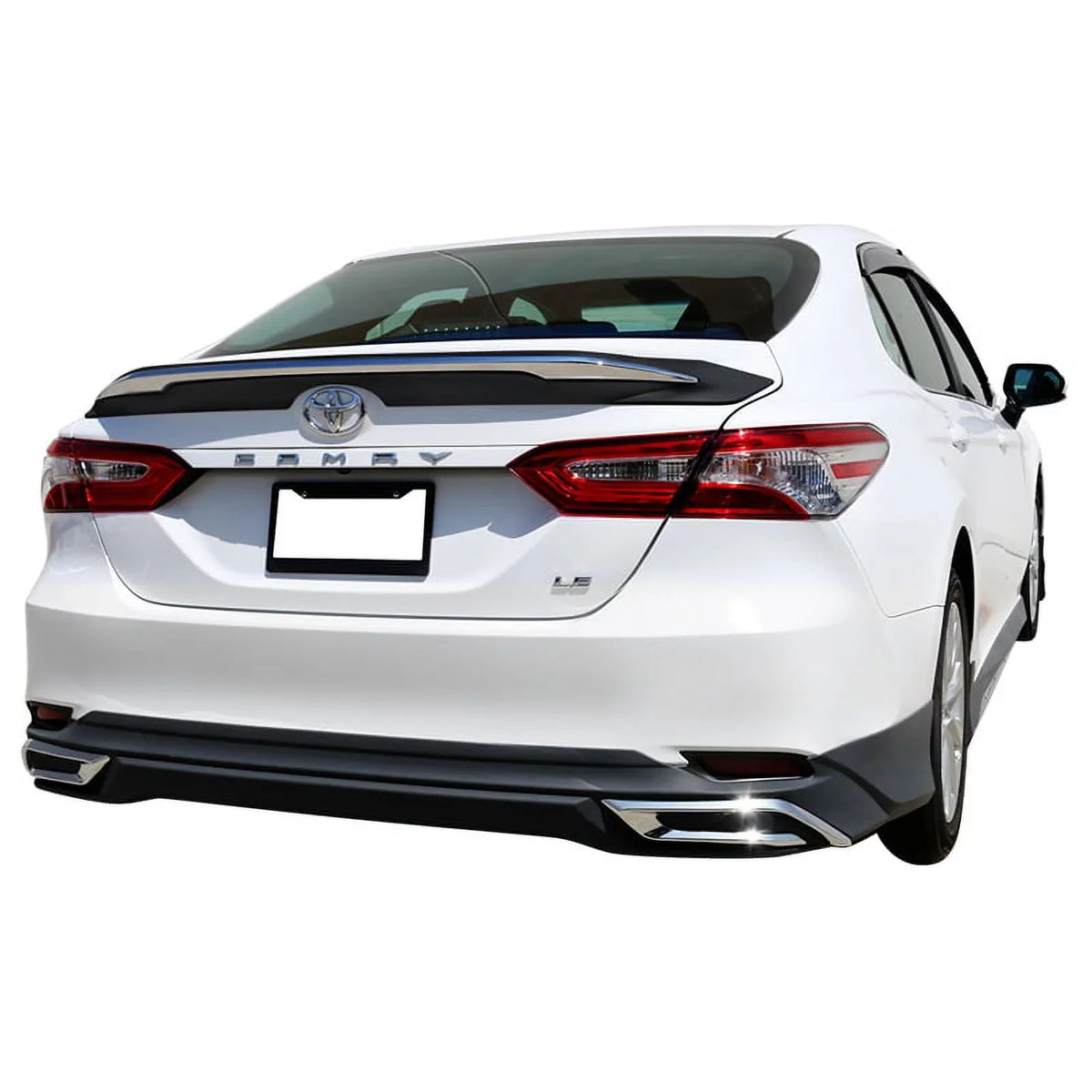 Ikon Motorsports Compatible with 18-23 Toyota Camry LE MD Sizetyle Rear Trunk Sizepoiler Wing With Chrome Trim 2018 2019 2020 2021