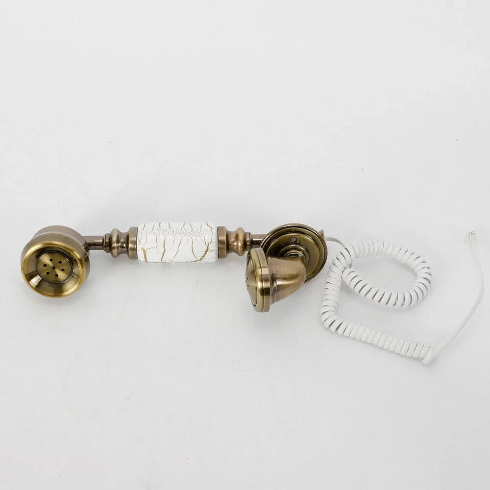 Rotary Dial Telephone Old-Fashioned Retro European Antique Landline Practical Wired Telephone Decoration Resin Desktop Antique Machine Elegant and Chic for Office Hotel Home Decoration (Ivory)