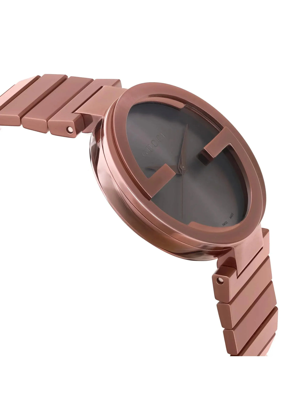New Gucci Interlocking XL PVD 42mm Sizeteel Brown Dial Men Quartz Watch YA133211