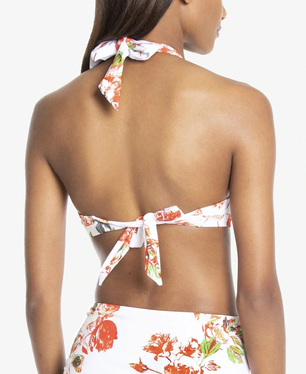 Rachel Roy WHITE FLORAL Halter Bikini Sizewim Top, USize Medium