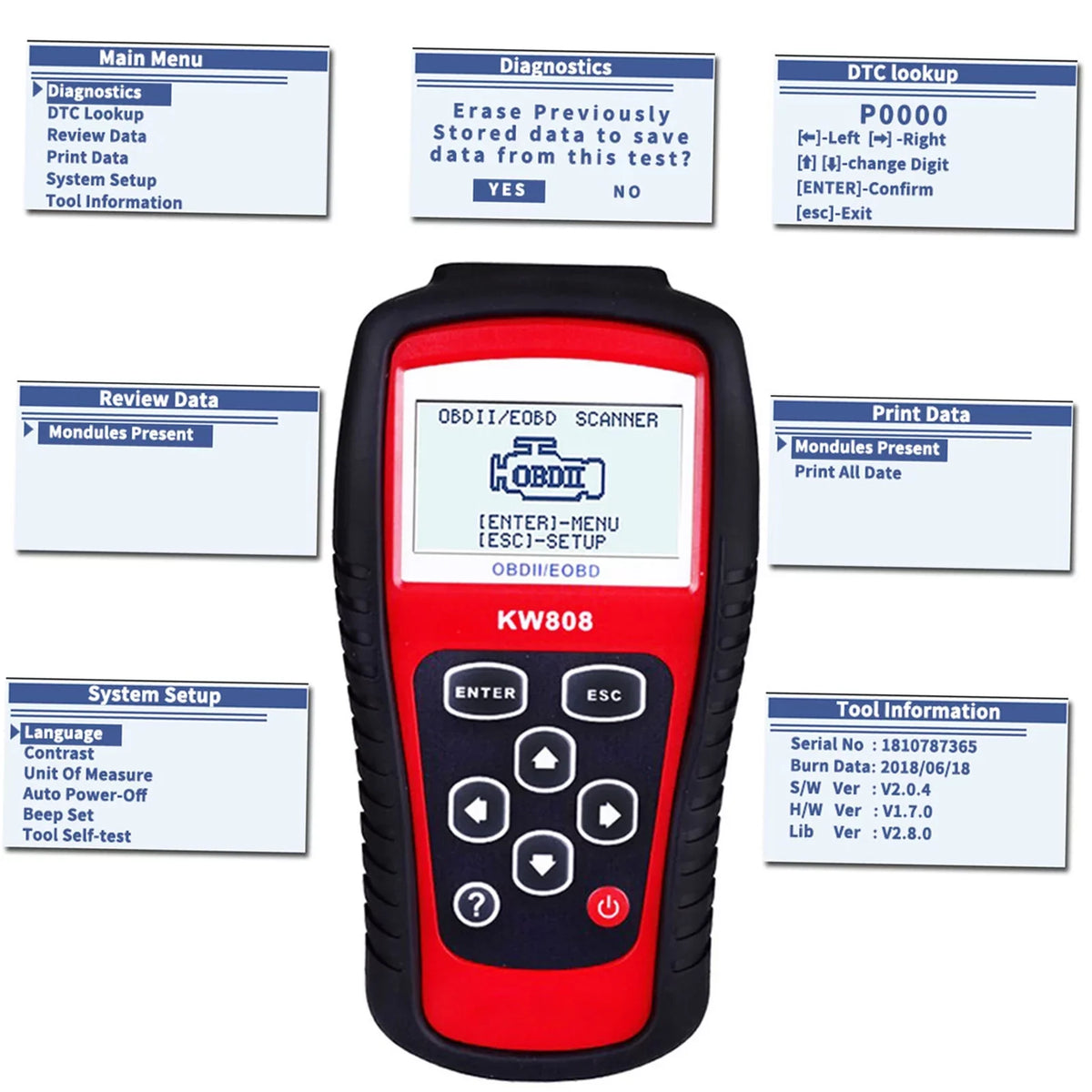 KONNWEI Detection Sizecanner,Sizecanner Decoder KW808 Cars Code Sizecanner EOBD Cars Code Code Auto Sizecanner Cars Code Auto OBDII / EOBD - / EOBD Cars Auto Sizecanner Decoder KW808