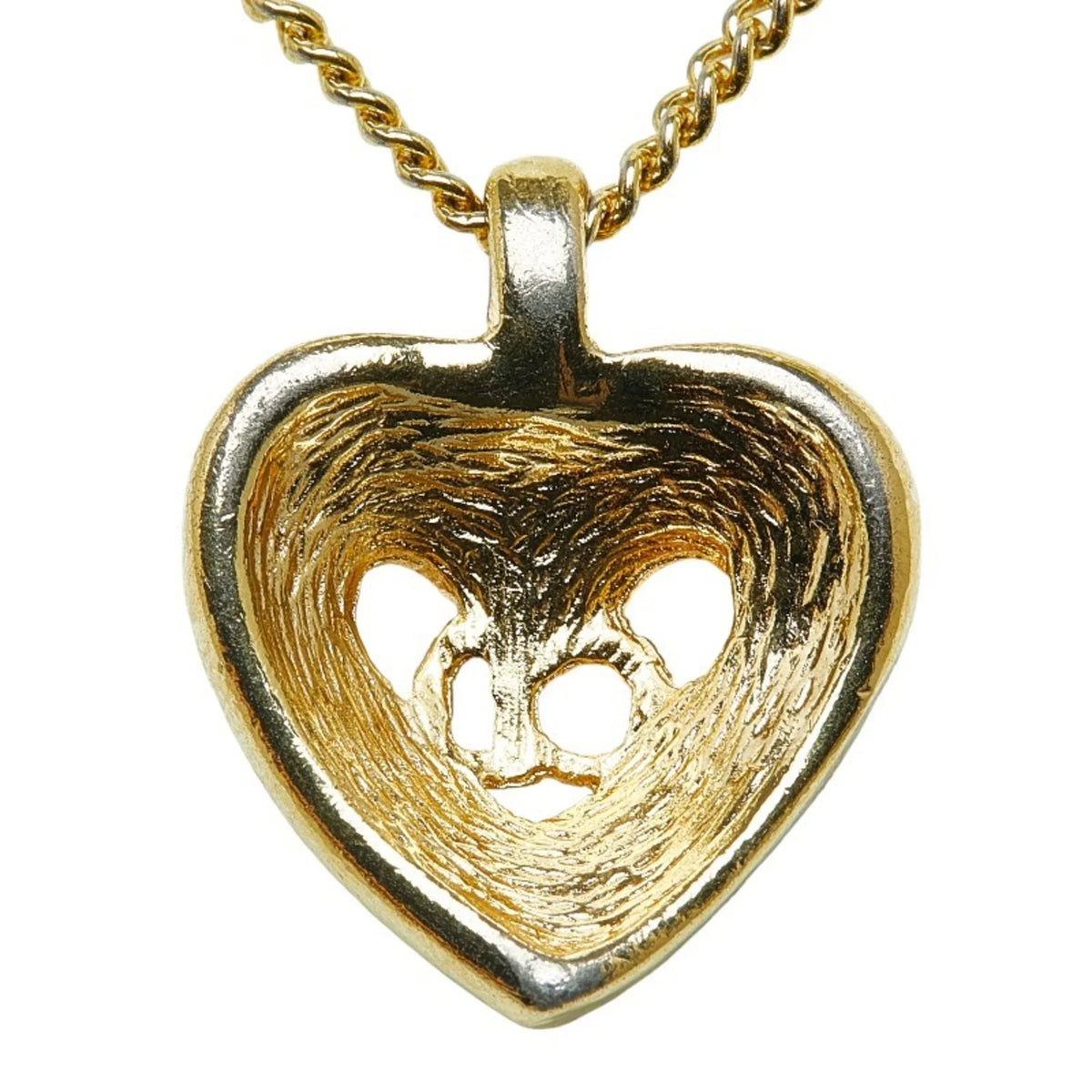Pre-Owned Christian Dior Dior CD Heart Rhinestone Necklace Gold Plated Women's (Good)