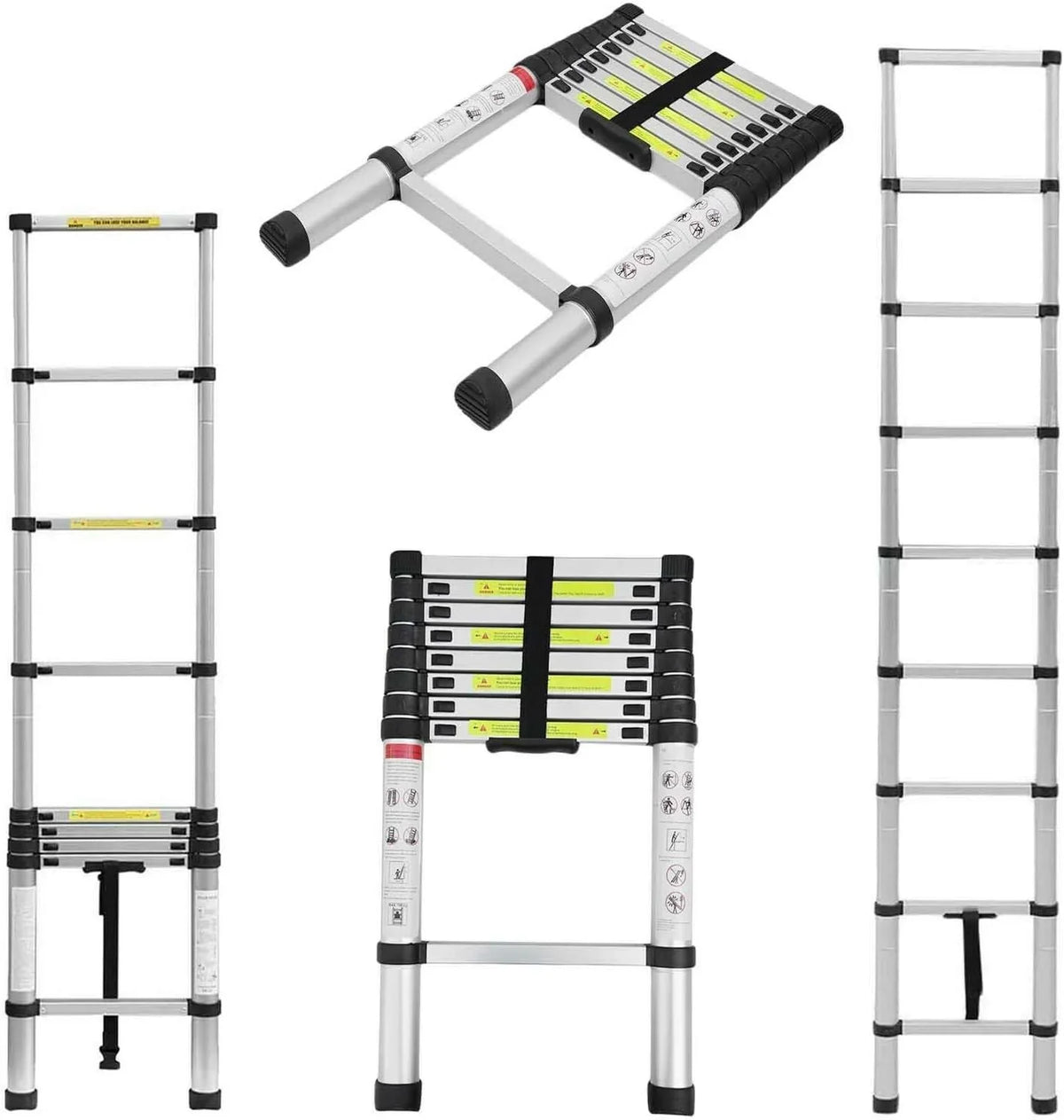 Telescoping Ladder, 8.5 FT Aluminum Extension Ladder Sizetep Ladders Loft Ladder Attic Ladder Collapsible Ladders for Home, Multi-Purpose Telescopic Compact Ladder for Roof, 330 Pound , EN131