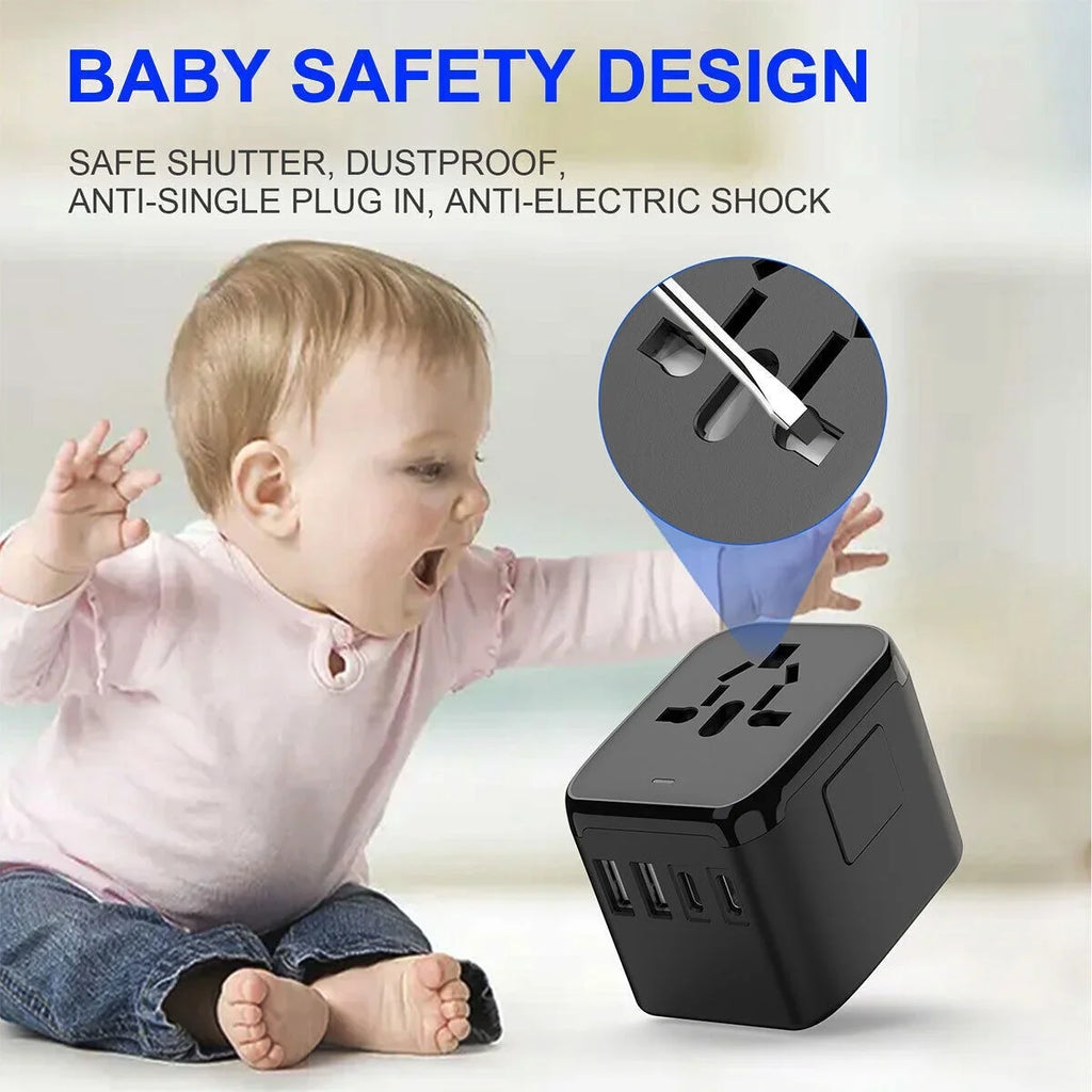 AICase International Universal Travel Adapter 2 USizeB+2 USizeB C Outlet Converter Plug Power