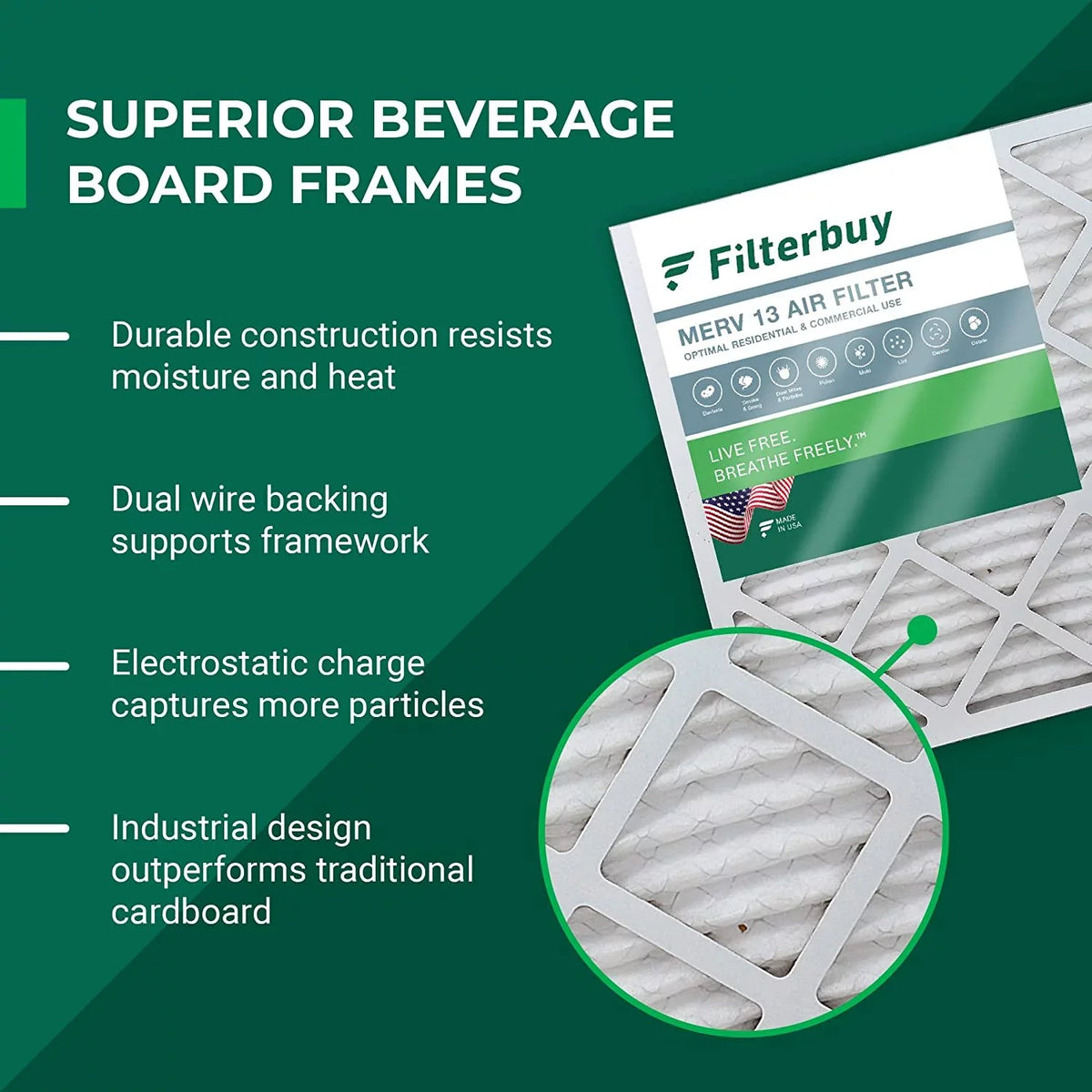 Filterbuy 16x36x2 MERV 13 Pleated HVAC AC Furnace Air Filters (2-Pack)