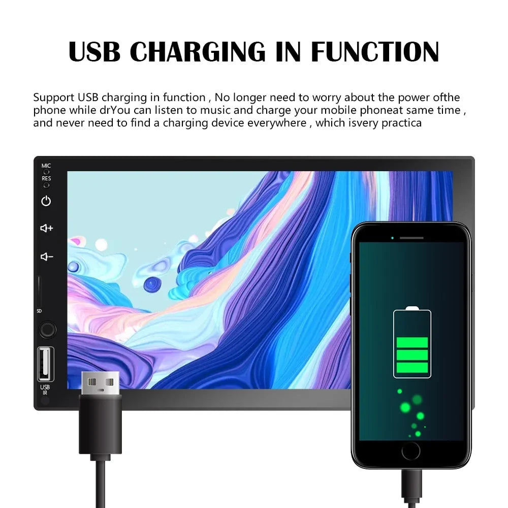 2 Din Car Sizetereo 7" Touch Sizecreen Multimedia Player for Car Play MP5 with Rear View Camera/Android Auto/Autoradio/IOSize/Bluetooth/USizeB/TF