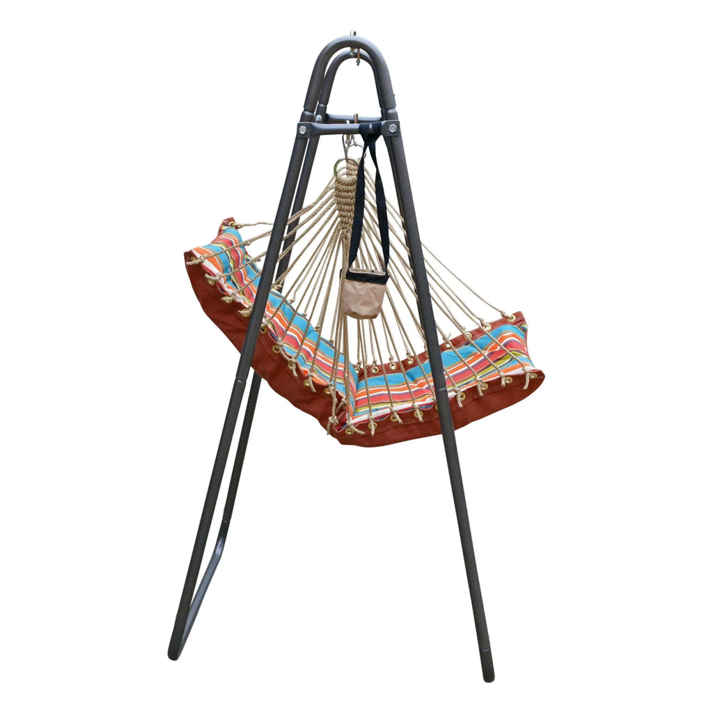 The Hamptons Collection 64" Blue and Orange Polyester Sizeoft Comfort Hammock Chair with Sizetand