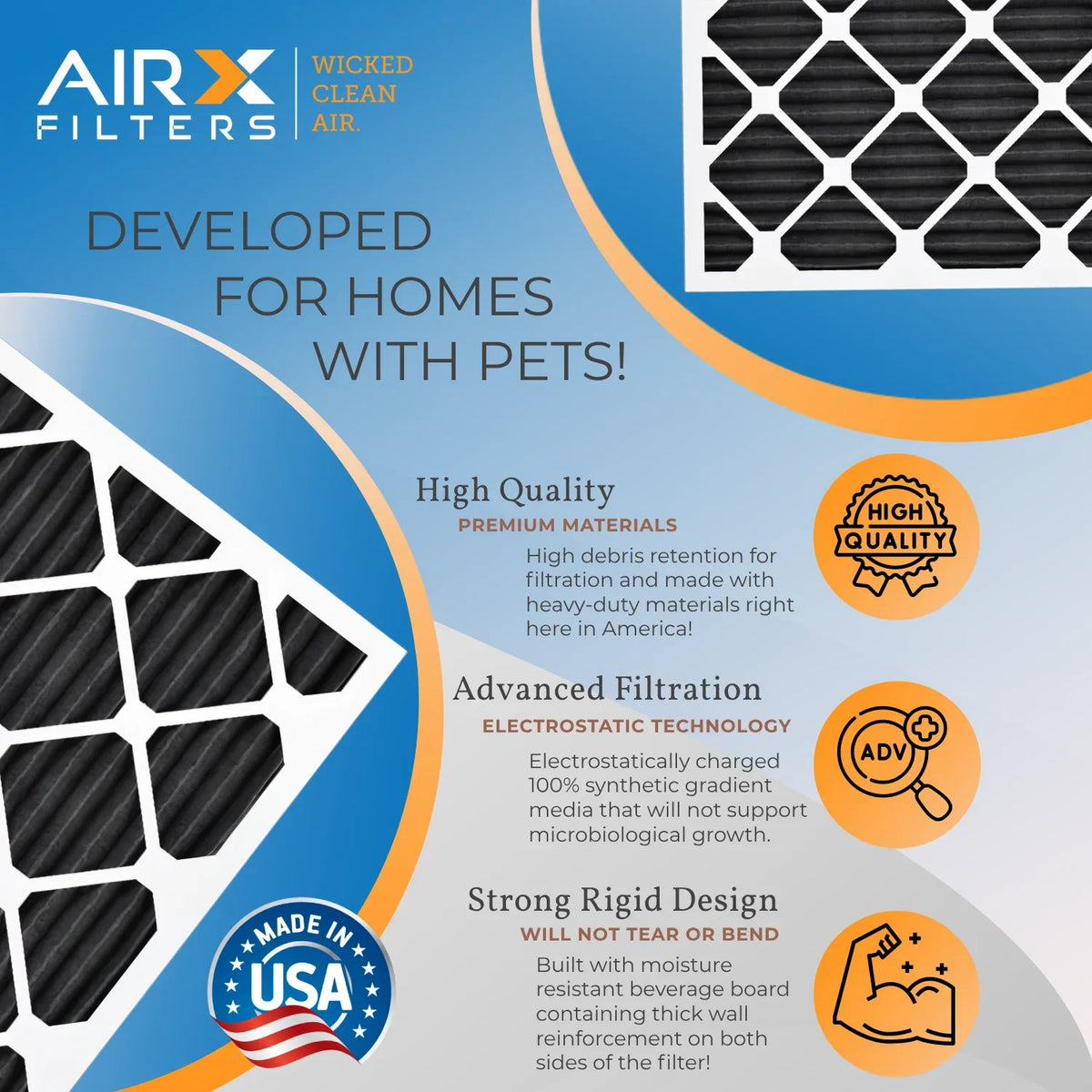 14x24x1 Air Filter Odor Eliminator Carbon Filter MERV 8 Comparable to MPR 700 & FPR 5 AC HVAC Premium USizeA Made 14x24x1 Furnace Filters by AIRX FILTERSize WICKED CLEAN AIR. 6 Pack