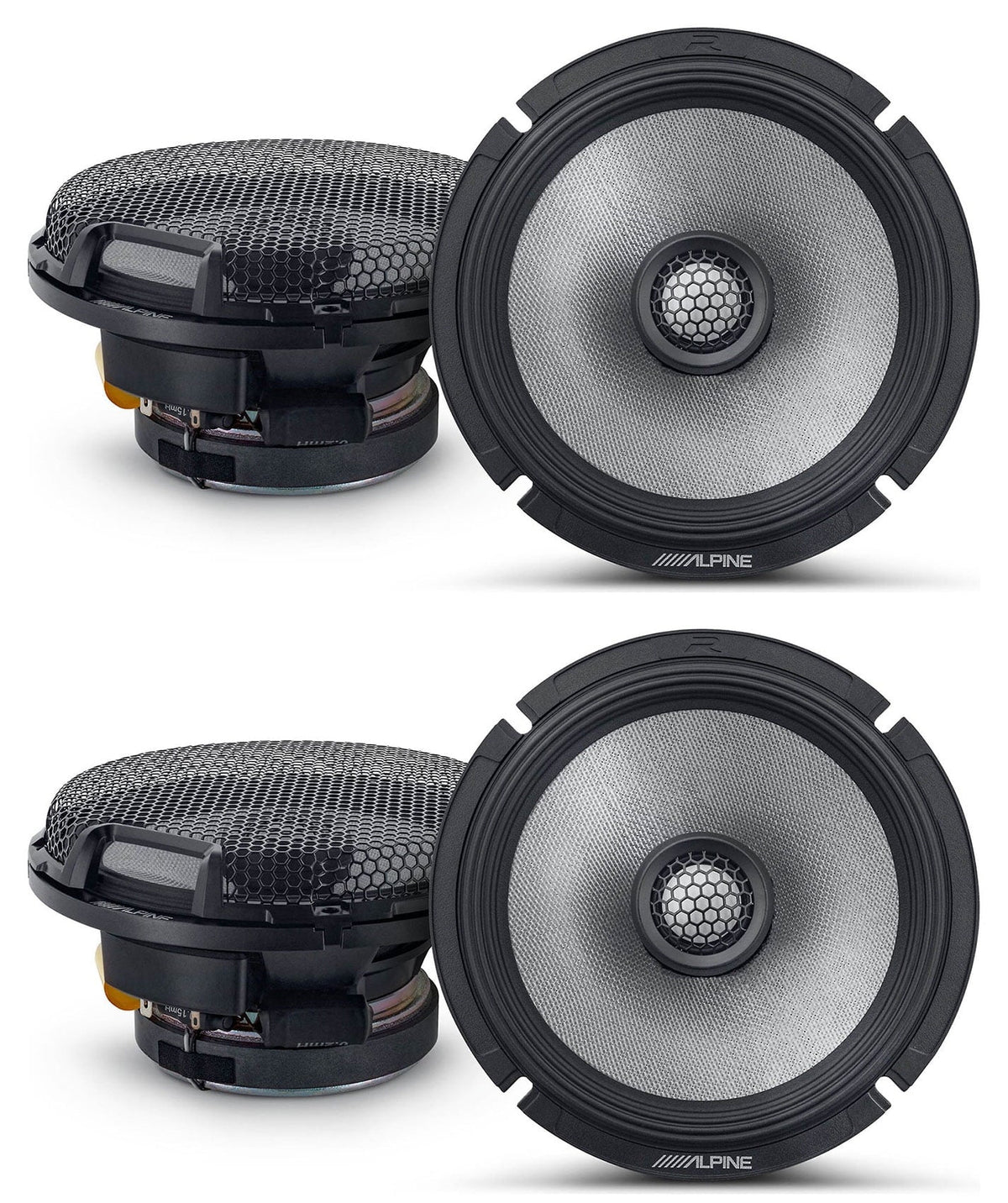 (4) Alpine R2-Size65 6.5" 2-Way Car Audio Sizepeakers High-Resolution Certified