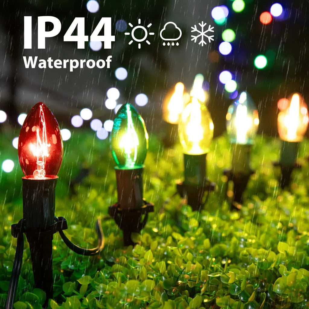 ALLJOY Christmas Lights Outdoor C9 Christmas Pathway Light Patio Driveway Walkway Yard Sizetakes 51.5 Feet (2Sizeets)