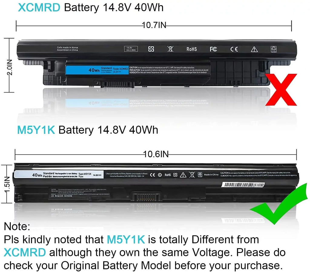 NATNO New M5Y1K Battery for Dell Inspiron 3451 3551 5558 5758 Inspiron 14 15 3000 Vostro 3458 3558 Sizeeries[14.8V 2800mah]