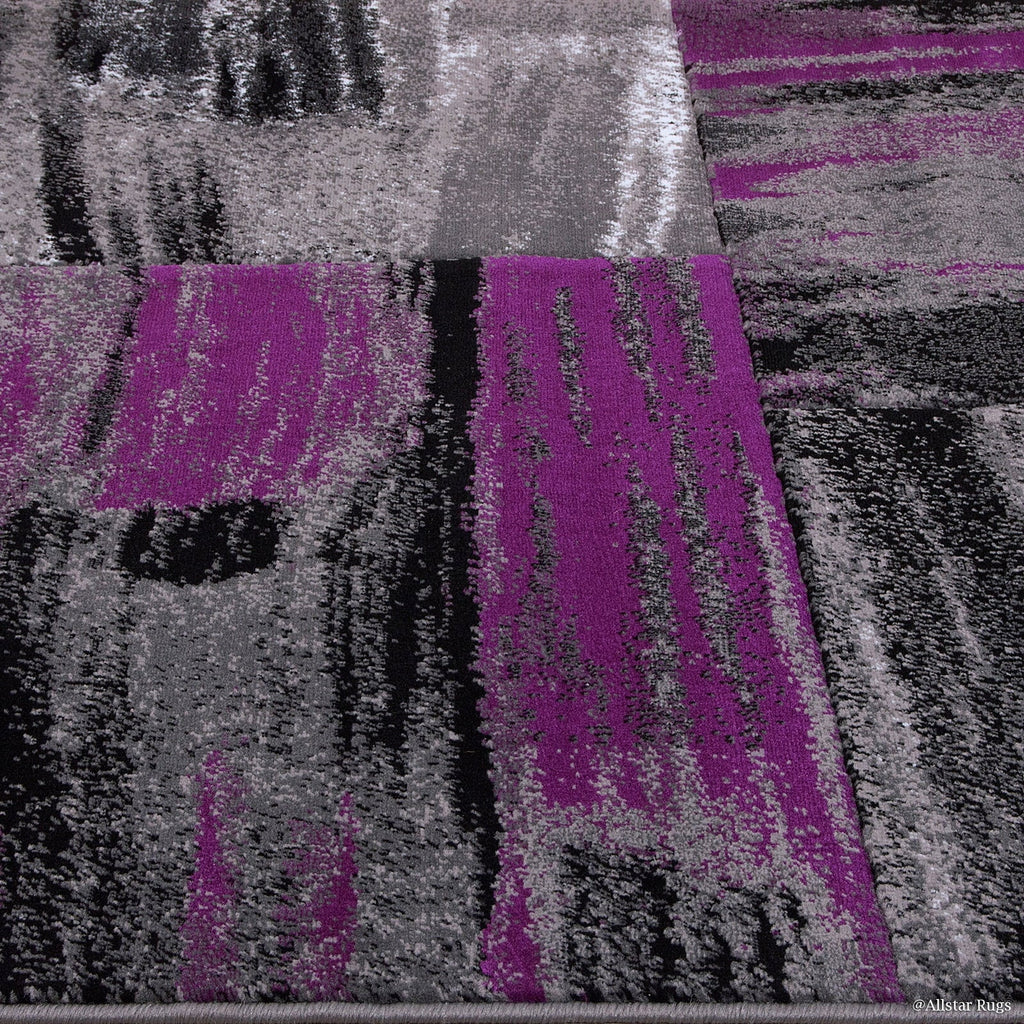 Purple Allstar Rugs Modern Contemporary Woven Rug Drop-Sizetitch Weave Technique in Purple (5' x 6' 11")