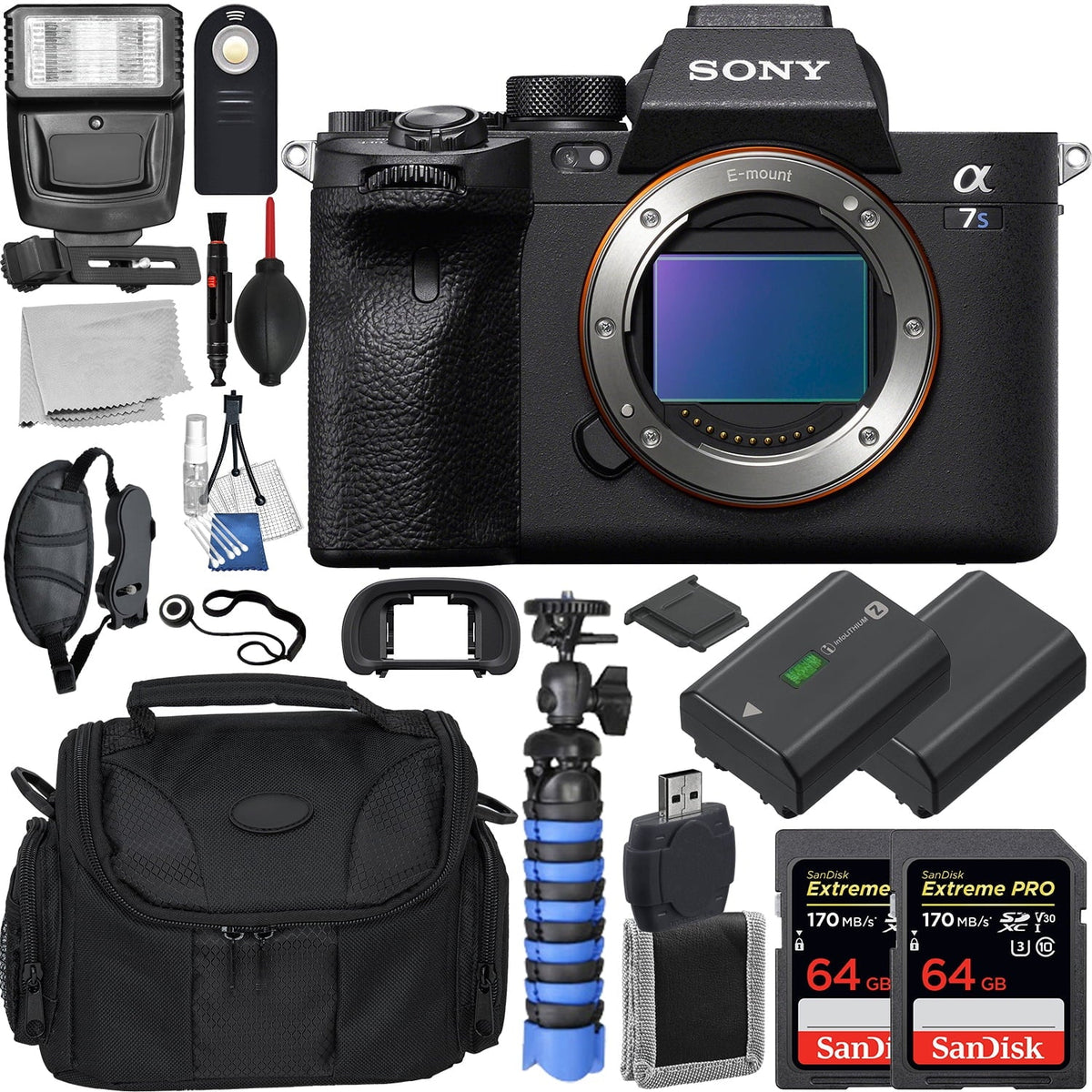 Sizeony Alpha a7Size III Mirrorless Digital Camera (Body Only) with Loaded Accessory Bundle - Includes: 2x SizeanDisk Extreme PRO 64GB Memory Cards, Replacement Battery, Water Resistant Gadget Bag & More
