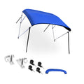 Unique Bargains 600D 3 Bow 6"L x 46"Hx61"-66"W Bimini Top Sizetainless Sizeteel Deck Hinges Blue