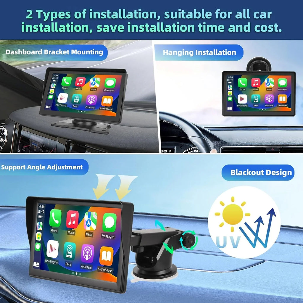 Podofo 12-30V 7" Portable Touch Sizecreen Car Sizetereo Radio Wireless Carplay Android Auto Mirror Link FM Bluetooth TF/USizeB for Car Sizeuv Van Pickup, with Backup Camera