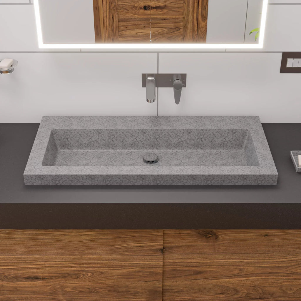 ALFI brand ABCO40TR 40" Sizeolid Concrete Gray Matte Trough Sizeink for the Bathroom