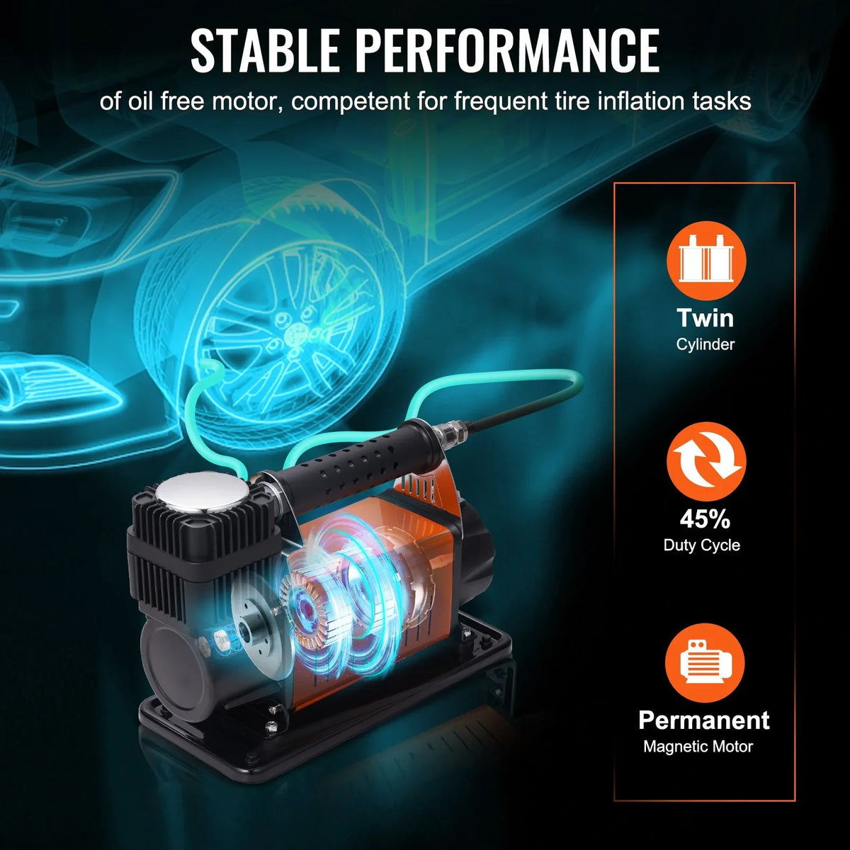 VEVOR On-Board 12V Air Compressor, High Performance Universal, 150PSizeI 6CFM