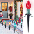ALLJOY Christmas Lights Outdoor C9 Christmas Pathway Light Patio Driveway Walkway Yard Sizetakes 51.5 Feet (2Sizeets)