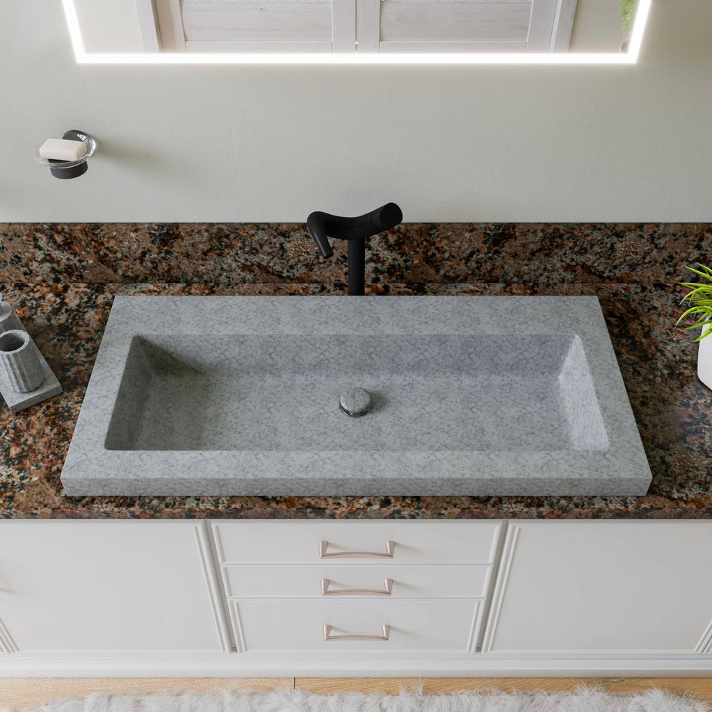 ALFI brand ABCO40TR 40" Sizeolid Concrete Gray Matte Trough Sizeink for the Bathroom