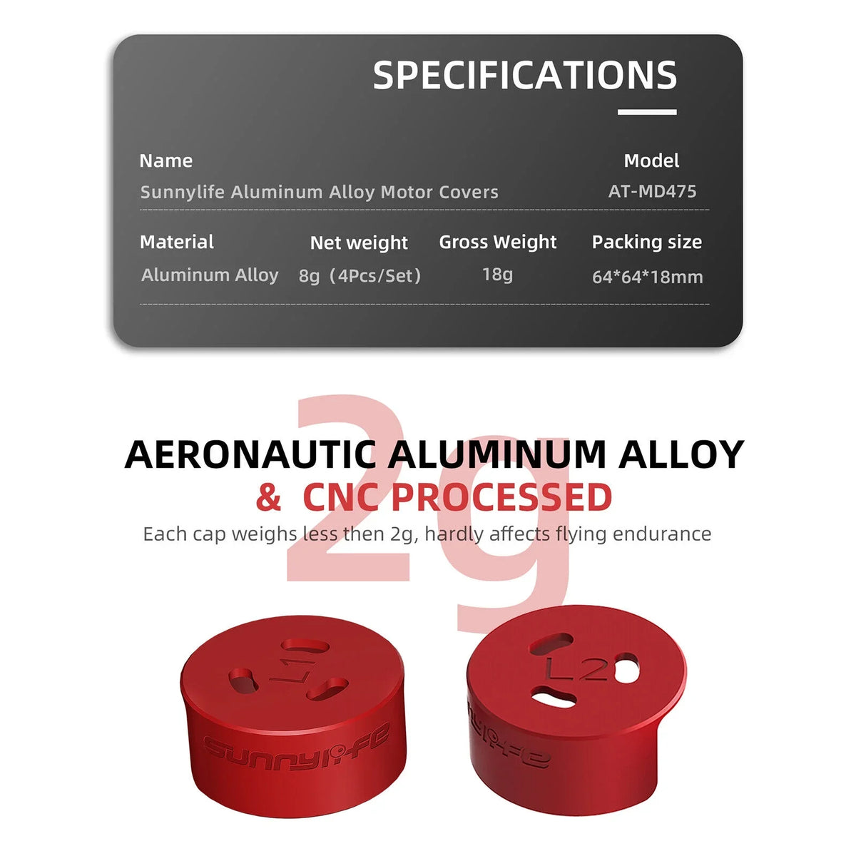 4Pcs Aluminum Motor Cover Protective Accessories for DJI Avata Drone Protection