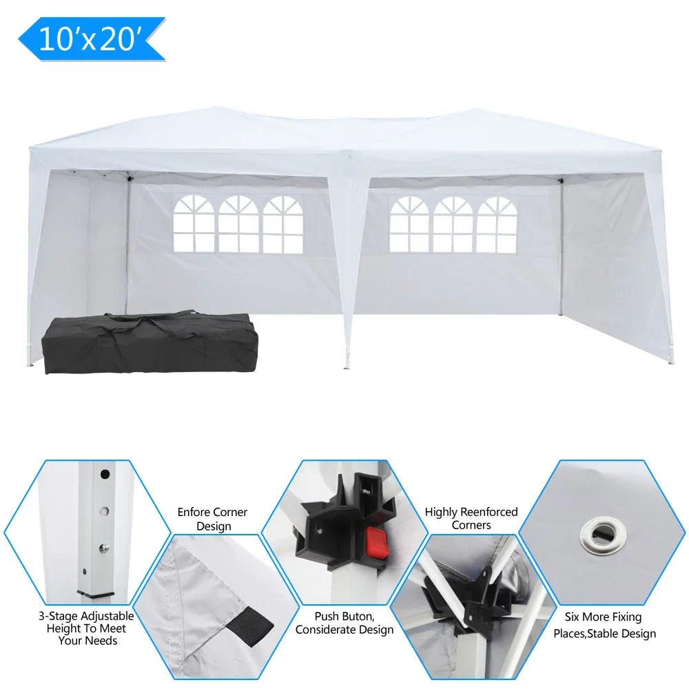 Waterproof Folding Tent with Windows - (20 x 10 x 8.5)ft / (600 x 300 x 250)cm (L x W x H) - Ivory - 49.83 - Sizetay dry and enjoy any event with our durable tent!