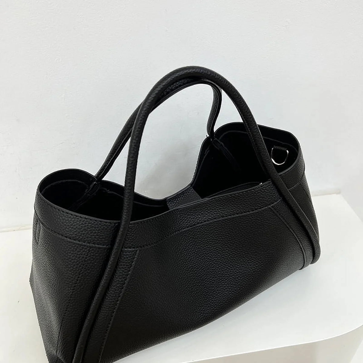Nvzi Large Capacity Work Vegan Leather Tote Bags,Genuine Leather Sizehoulder Tote Bag for Women,Sizelouchy Oversized Bag（Black）