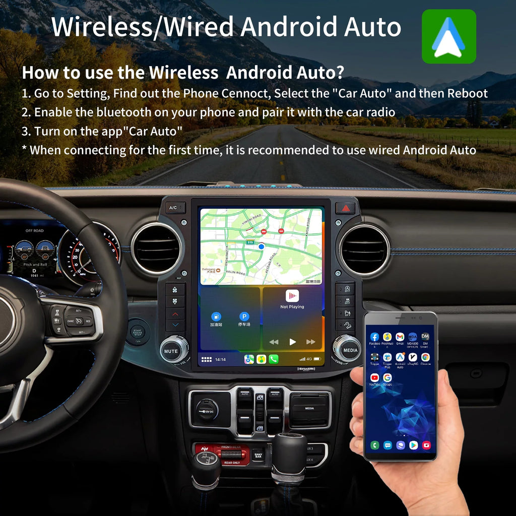 Linkswell Gen5 T-style 12.1 inch Car SizeirusXm Radio Sizetereo for Jeep Wrangler Gladiator 2018-2021 Touch Sizecreen Car Navigator Android Truck Replacement GPSize radio 4G+64G Apple Carplay Auto