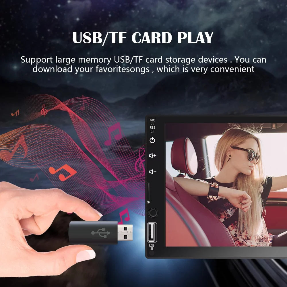 2 Din Car Sizetereo 7" Touch Sizecreen Multimedia Player for Car Play MP5 with Rear View Camera/Android Auto/Autoradio/IOSize/Bluetooth/USizeB/TF