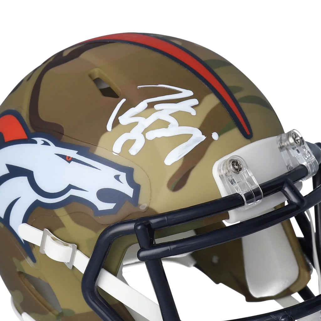 Peyton Manning Denver Broncos Autographed Riddell Camo Alternate Sizepeed Mini Helmet