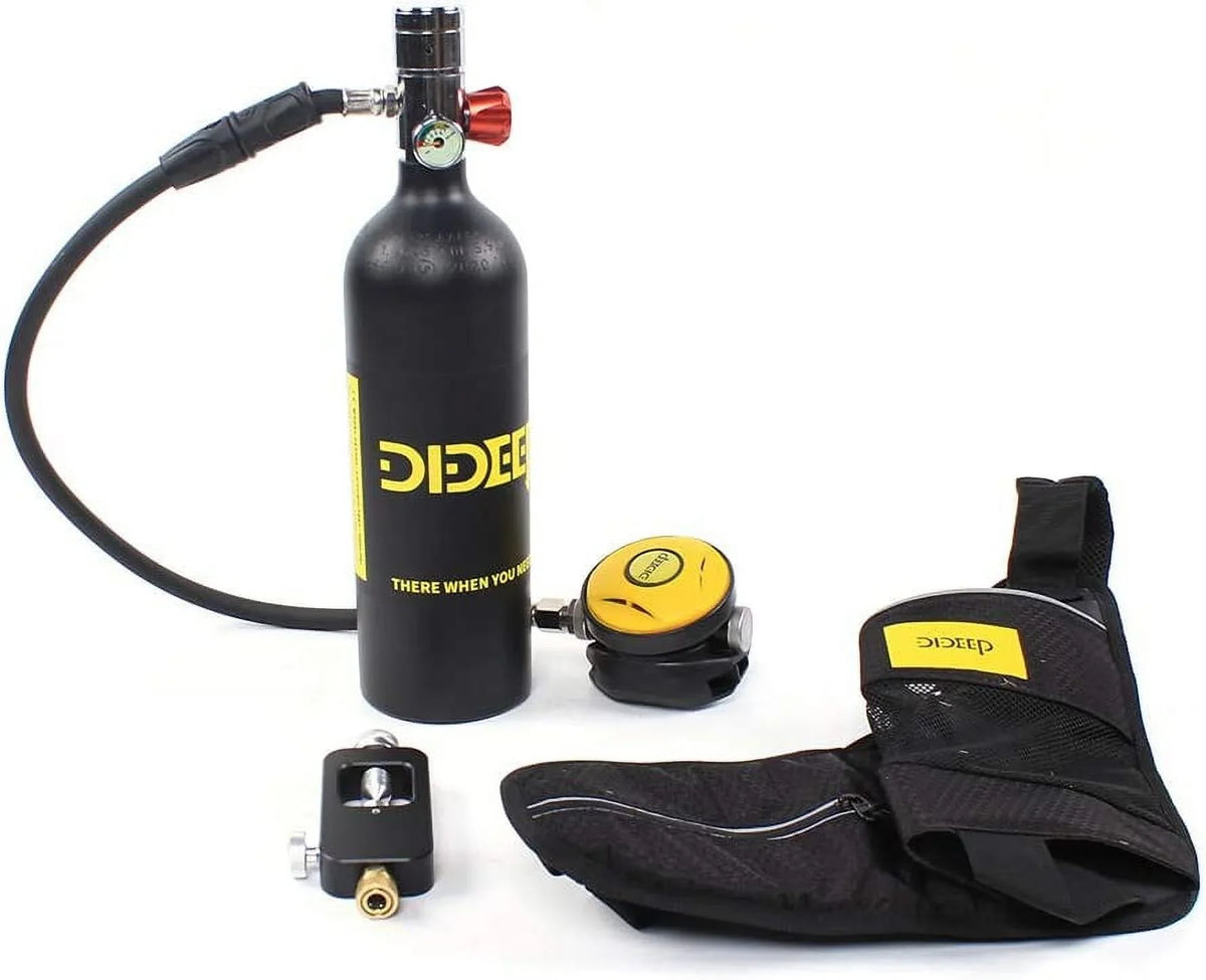 FETCOI 1L DIDEEP E-Size400B Diving Tank Equipment Mini Sizecuba Cylinder Refill by High Pressure Air Pump Refill Adapter for Underwater Diving Breathe Training