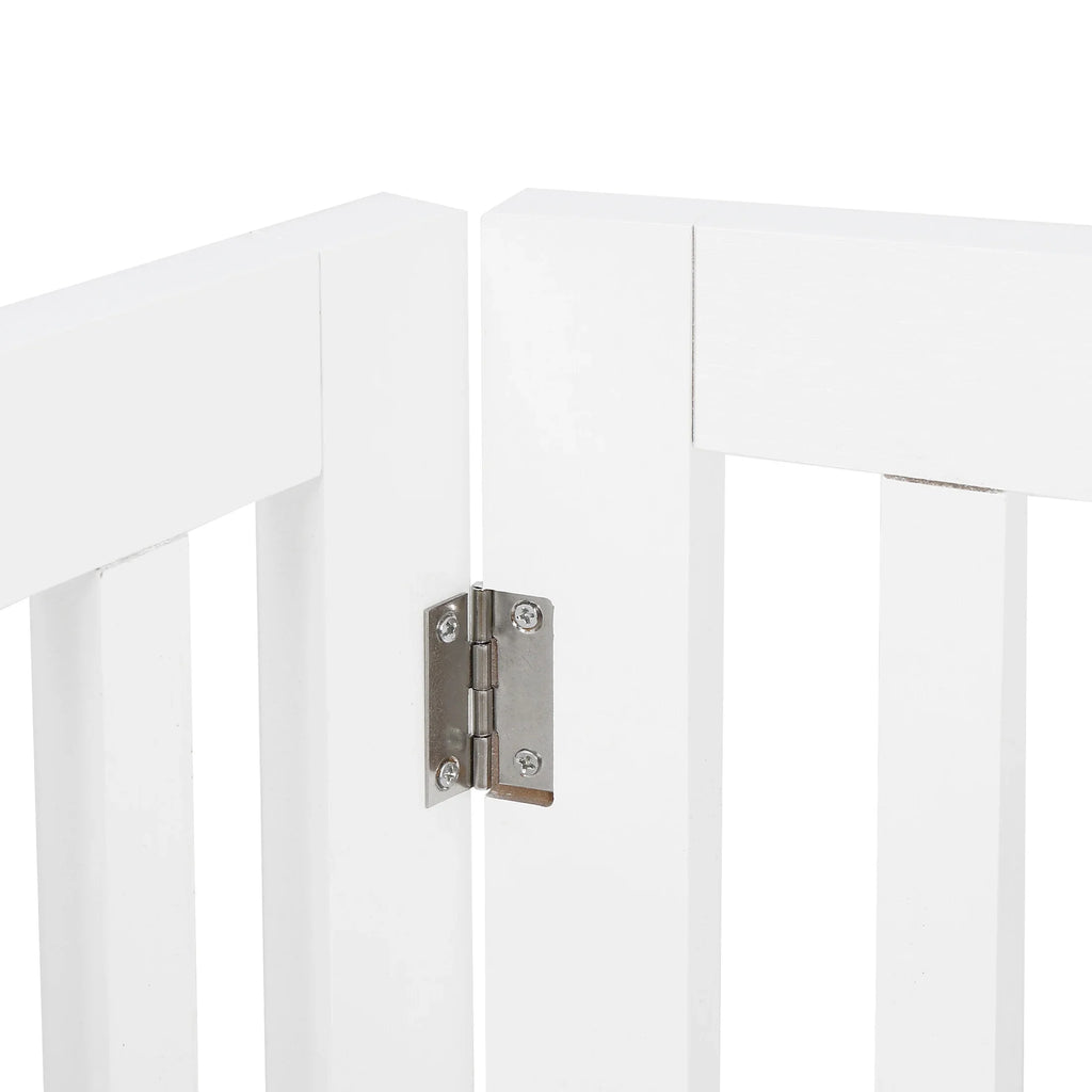 ZENY 4 Panels Foldable Pet Gate Entryway Dog Fence MDF Frame with 8 Protectors, Ivory