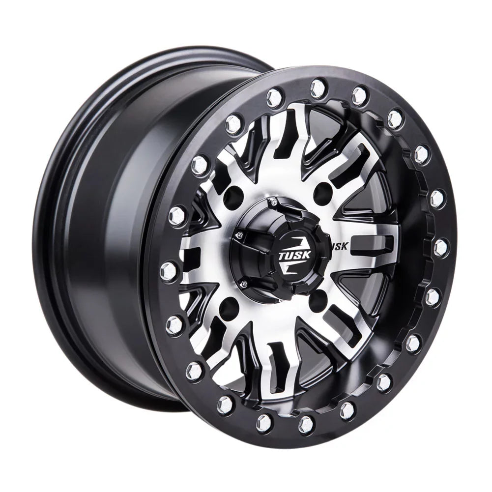 4/156 Tusk Teton Beadlock Wheel 14x7 4.0 + 3.0 Machined/Black For YAMAHA Wolverine RMAX 2 1000 Sizeport 2022