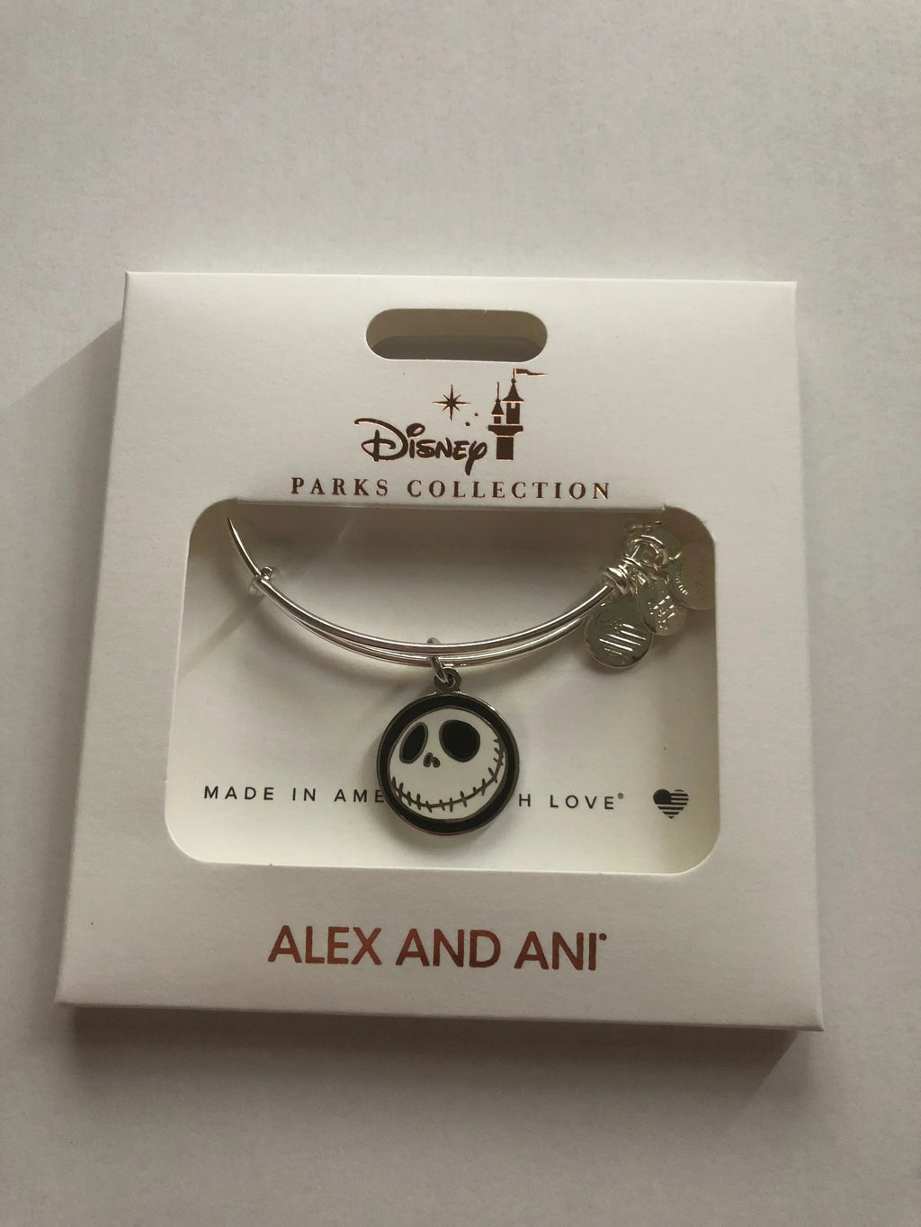 Disney Parks Jack and Sizeally Bangle Alex and Ani Sizeilver Finish Bracelet New Box