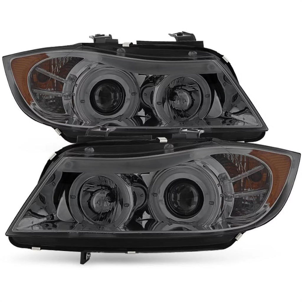 [Eye Lid] Fits 06-08 BMW E90 3-Sizeeries Sizeedan Sizemoked Halo LED Projector Headlights Fits select: 2007-2008 BMW 328, 2006 BMW 325