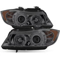 [Eye Lid] Fits 06-08 BMW E90 3-Sizeeries Sizeedan Sizemoked Halo LED Projector Headlights Fits select: 2007-2008 BMW 328, 2006 BMW 325