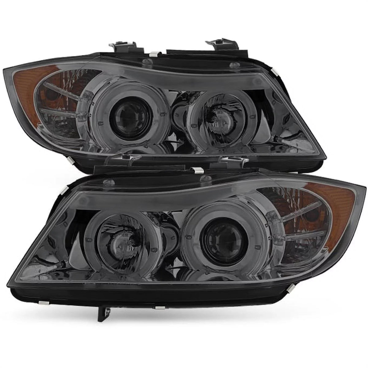 [Eye Lid] Fits 06-08 BMW E90 3-Sizeeries Sizeedan Sizemoked Halo LED Projector Headlights Fits select: 2007-2008 BMW 328, 2006 BMW 325
