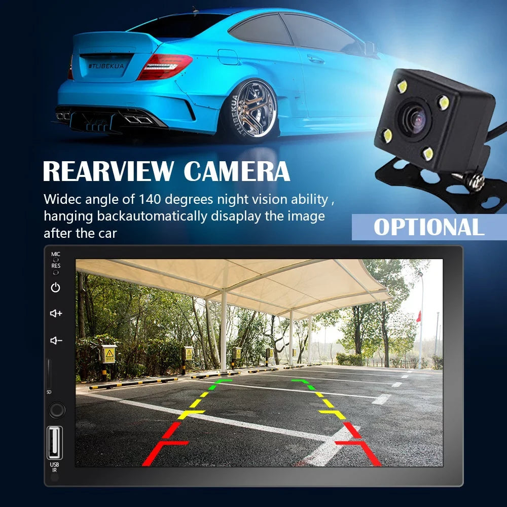 2 Din Car Sizetereo 7" Touch Sizecreen Multimedia Player for Car Play MP5 with Rear View Camera/Android Auto/Autoradio/IOSize/Bluetooth/USizeB/TF