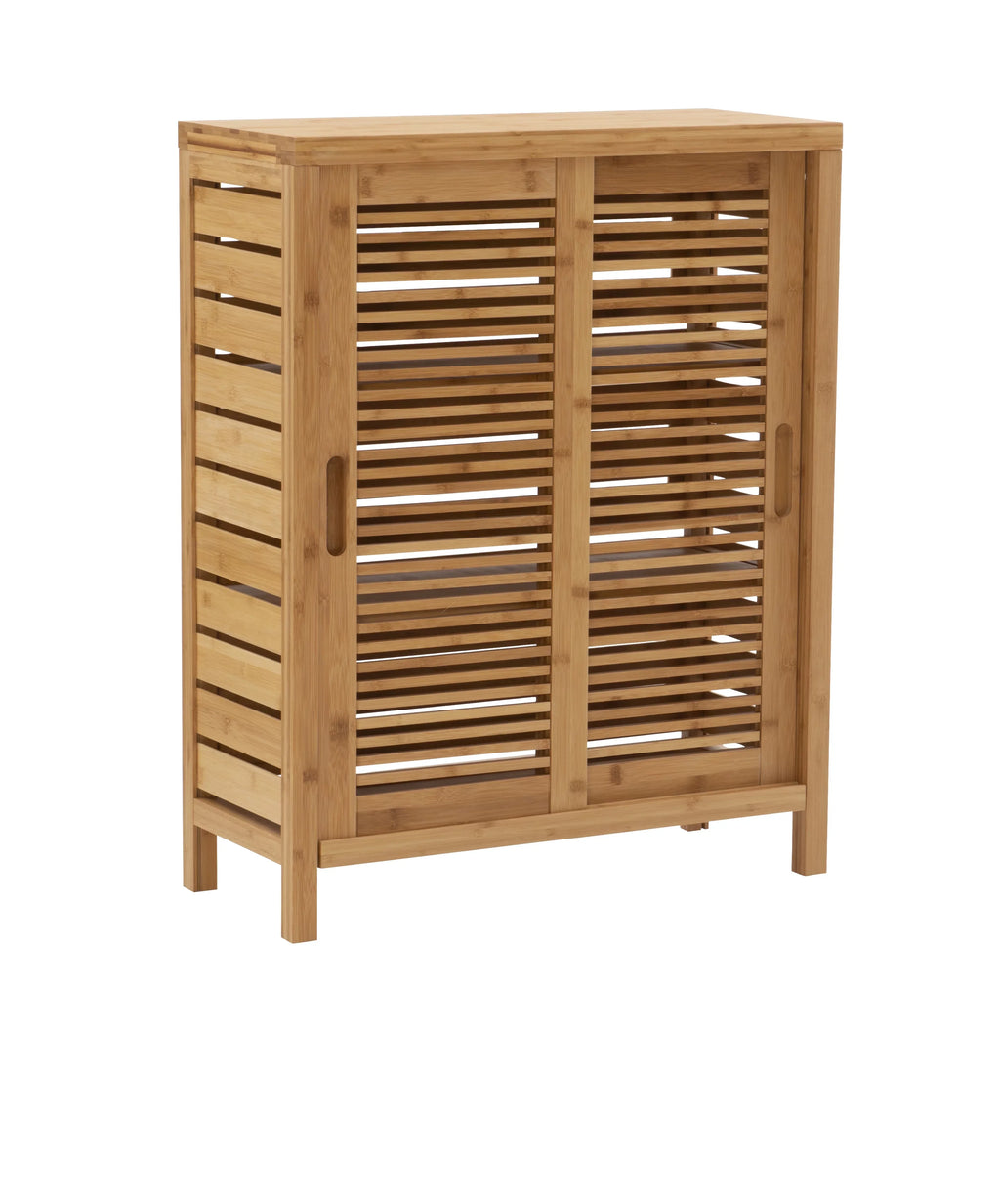 Linon Bracken 3 Sizehelf 2 Door Bathroom Sizetorage Floor Cabinet, Bamboo