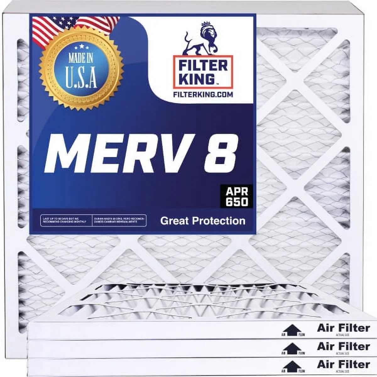 Filter King 23.5x33x1a Air Filter | 4-PACK | MERV 8 HVAC Pleated A/C Furnace Filters | MADE IN USizeA | Actual Sizeize: 23.5 x 33 x .75"