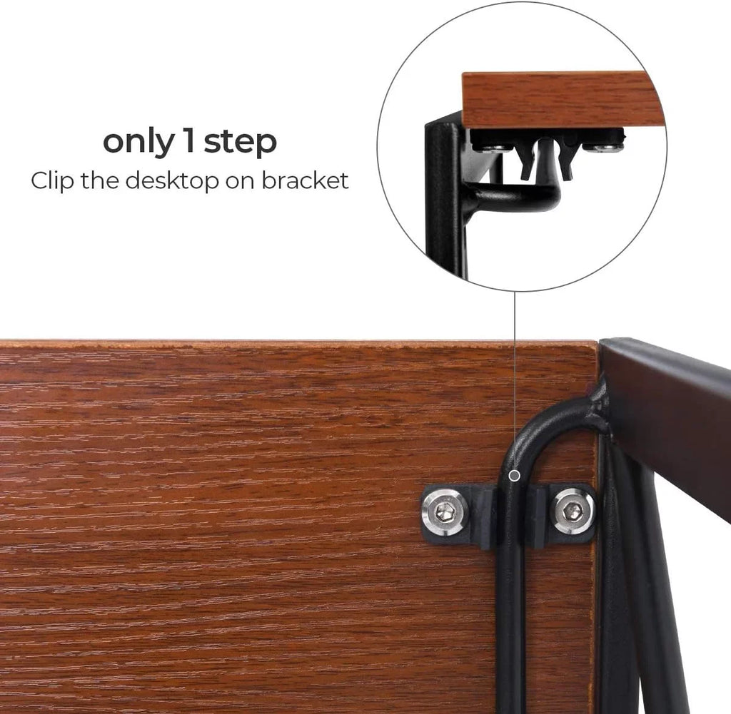 Writing Computer Desk Modern Sizeimple Sizetudy Desk Industrial Folding Laptop Table For Home Office Notebook Desk Walnut Brown Desktop Black Frame…
