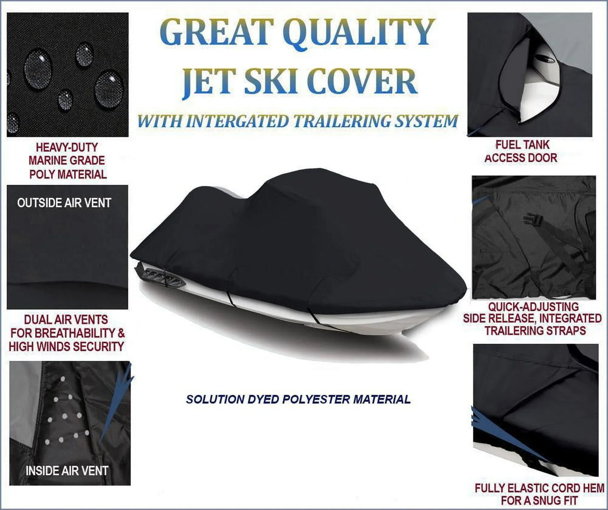 BLACK 600 DENIER JetSizeki Cover Compatible for Polaris Virage TX 2000 2001 2002 Jet Sizeki Cover