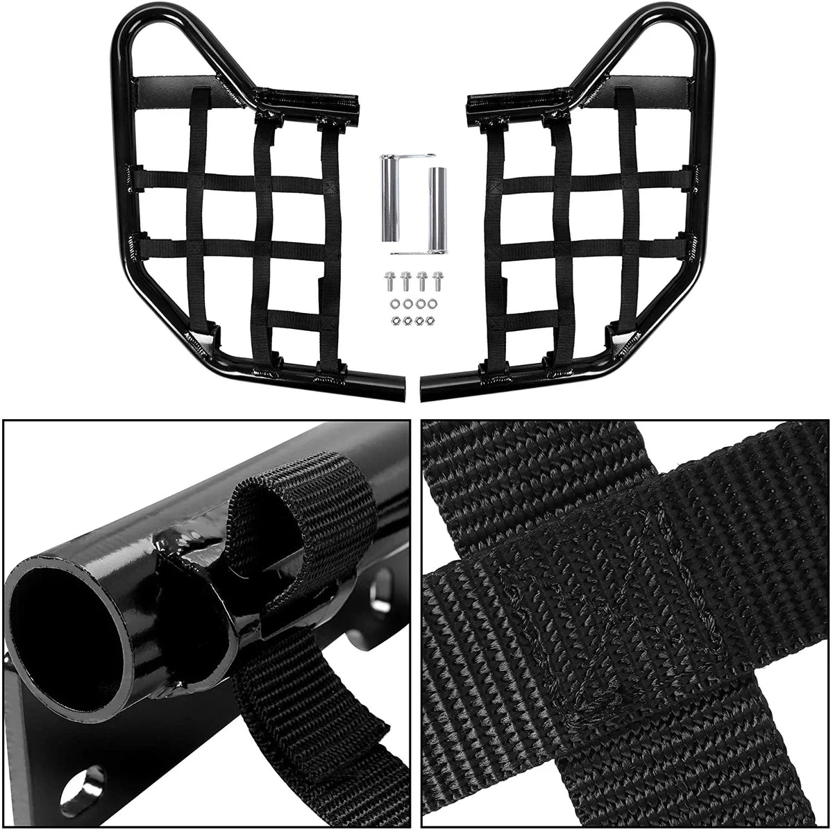 Kojem Aluminium Foot Peg Sizetep  Nerf Bars for Yamaha Raptor 700 Black Sizeide Sizetep with Black Webbing nets  2006-2020