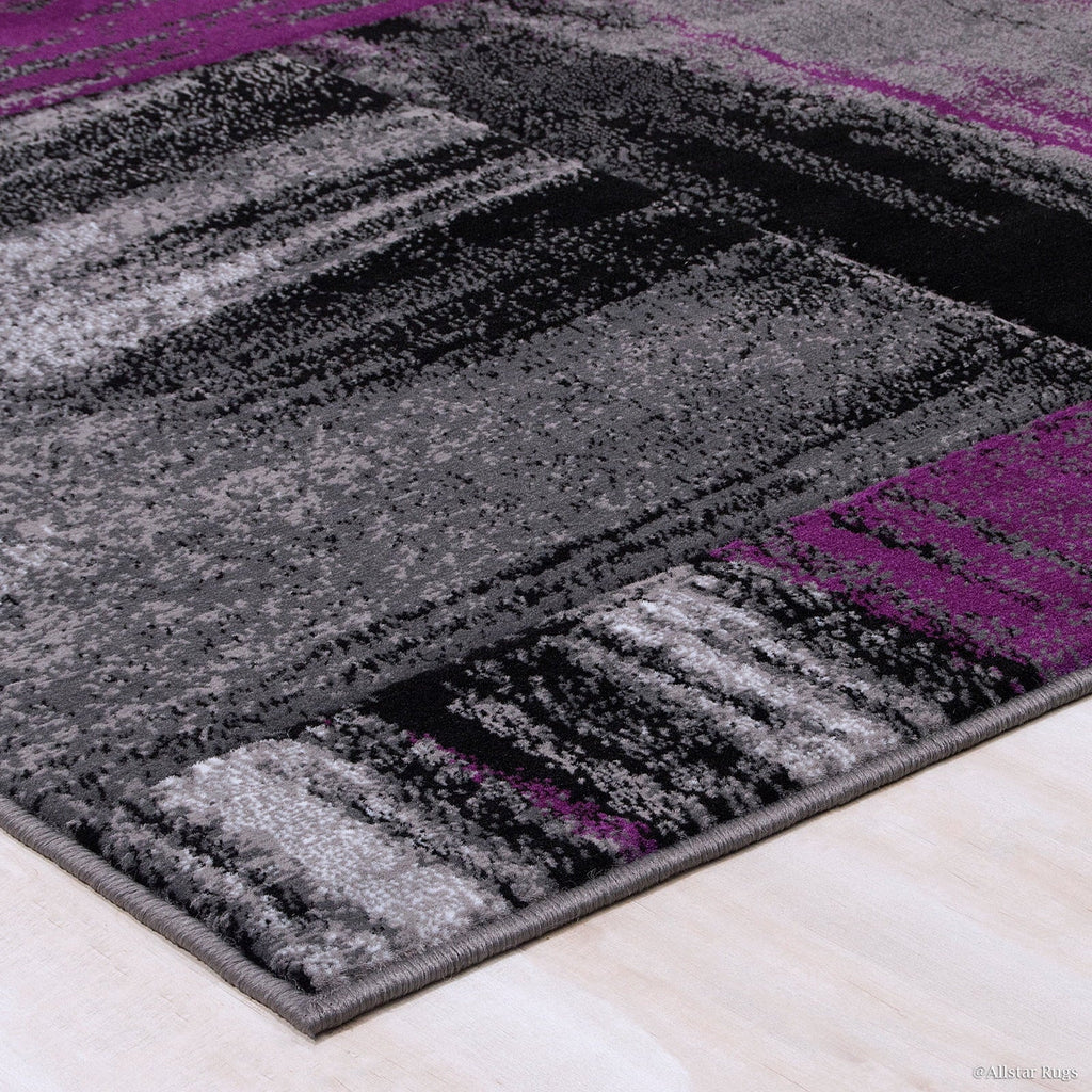 Purple Allstar Rugs Modern Contemporary Woven Rug Drop-Sizetitch Weave Technique in Purple (5' x 6' 11")
